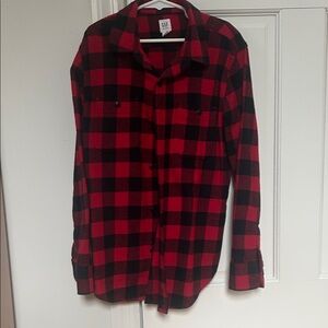 GAP Men's Bold Red and Black Checkered Shirt